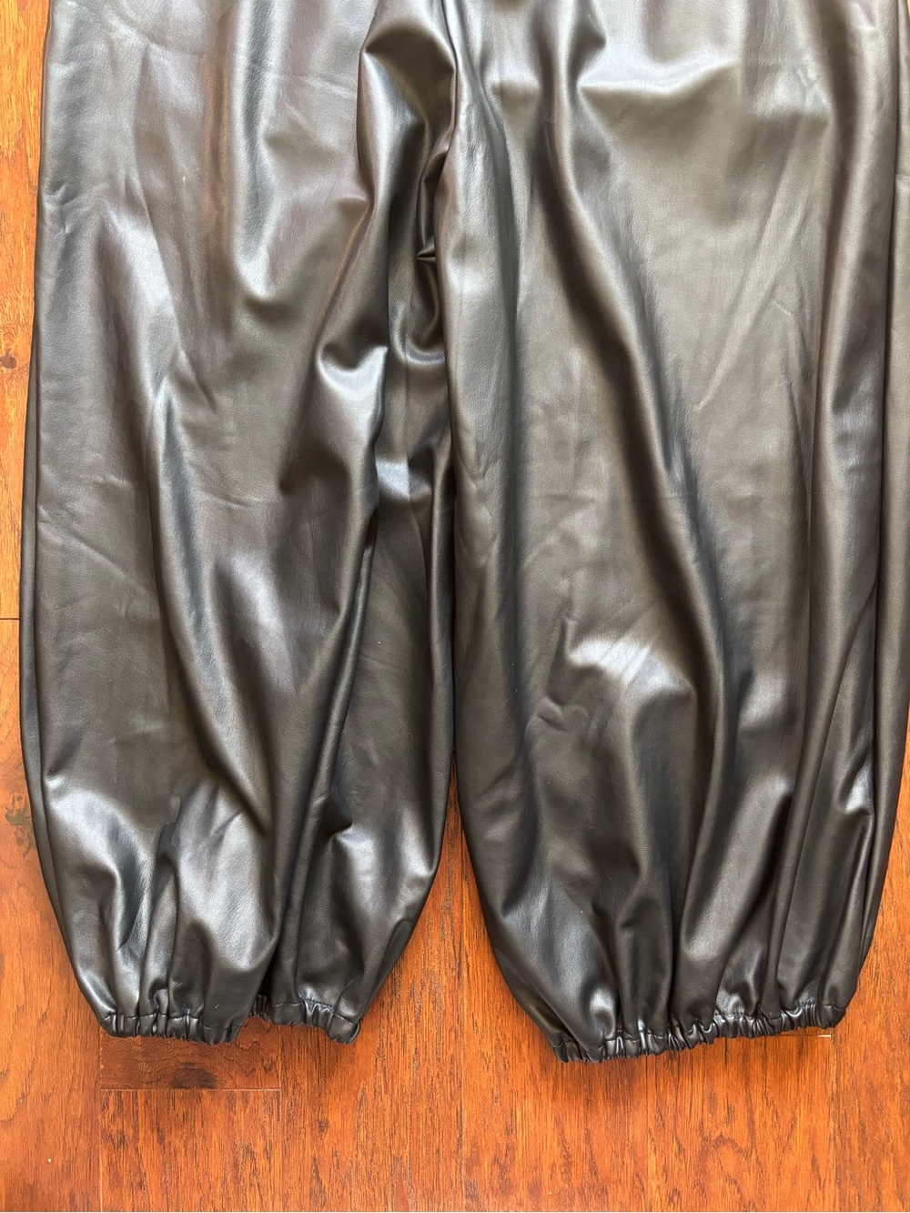 Anthropologie Faux Leather Strapless Jumpsuit Balloon Leg | Size XLP - Picture 13 of 14